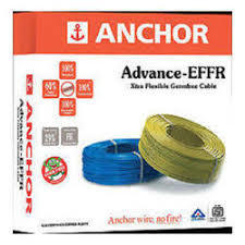 Anchor Wi - Copper PVC Insulated Cable | 90/180/270 Meter Length, Available in White, Black, Red, Blue, Green, Yellow, Armoured for Medium Voltage, Stranded Round Conductor