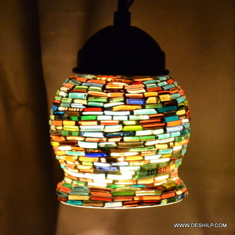 Multicolored Multi Mosaic Glass Wall Hanging Lamp for commercial use