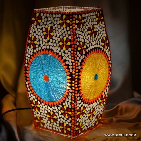 Multicolor Antique-style Mosaic Table Lamp For Night