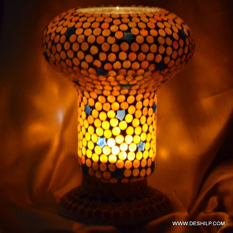 Novamosaic Oriental Glass Lamp Decor - Color: Yellow
