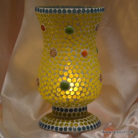 Yellow Mosaic Table Lamp With Antique Shape