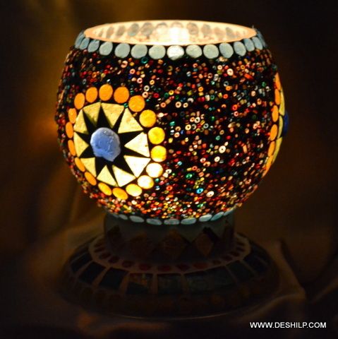 Small Glass Mosaic Candle Holder