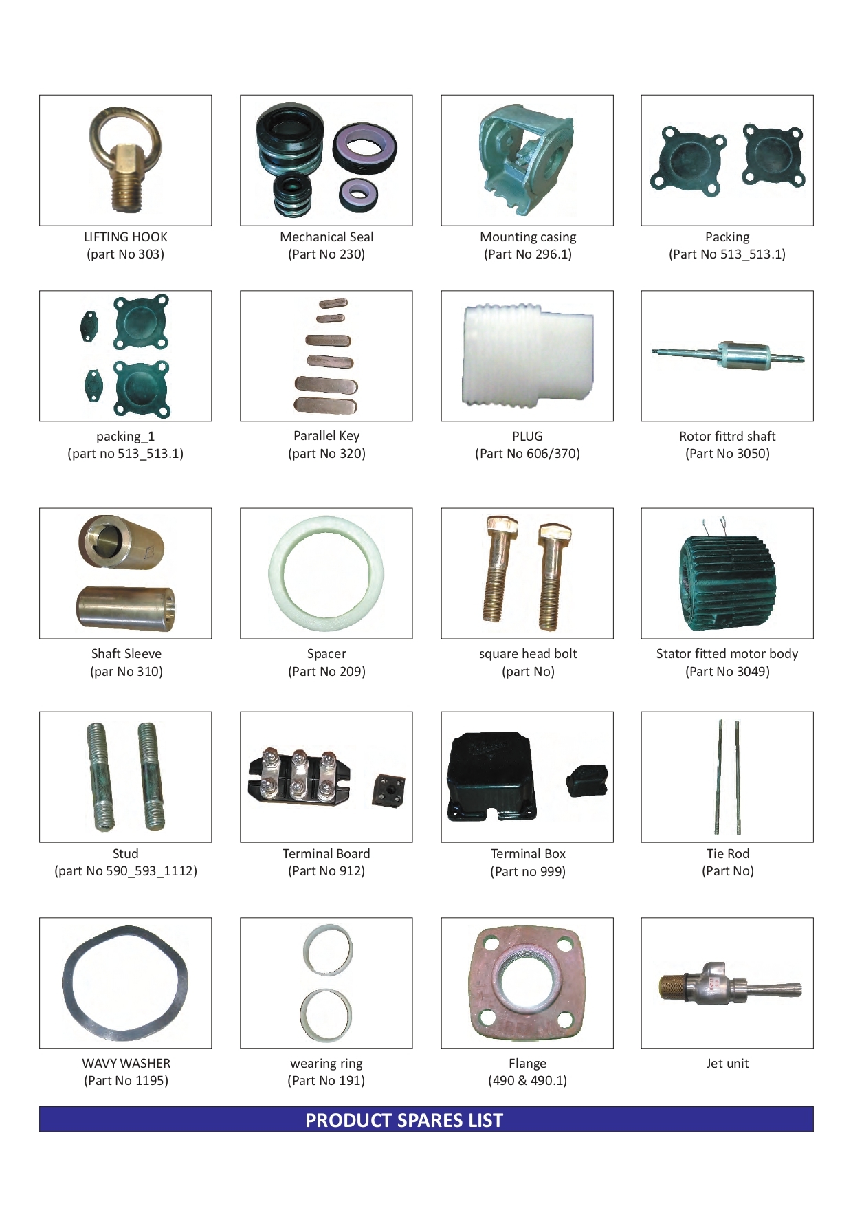 kirloskar pump monoblock spares