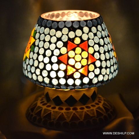 LAMP SHAPE GLASS CANDLE HOLDER