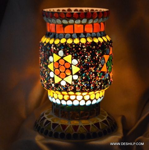 DASHING GLASS MOSAIC CANDLE HOLDER