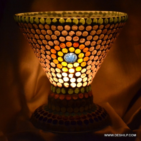 Multi Mosaic Glass Candle Lamp