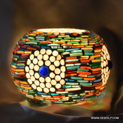 Dlite Crafts Multicolor Candle Holder - Material: Glass