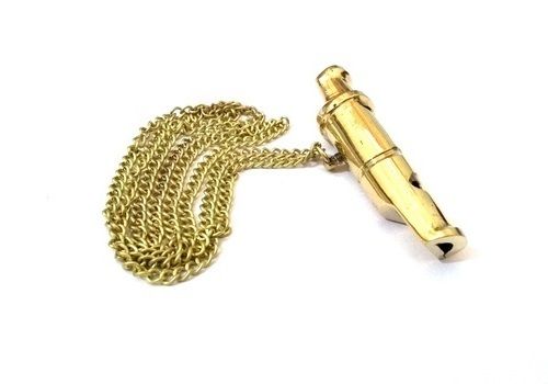 Golden Nautical Brass Whistle Necklace Chain