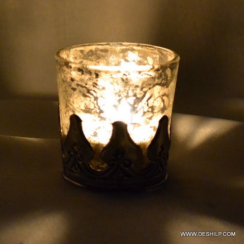 Decorated Glass Candle Votive