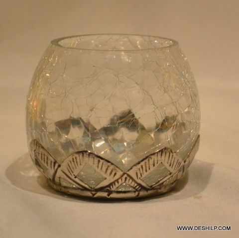 Creak Glass Clear Votive With Metal Fitting