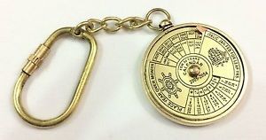 Sir Round Shape Brass & Glass Keychain