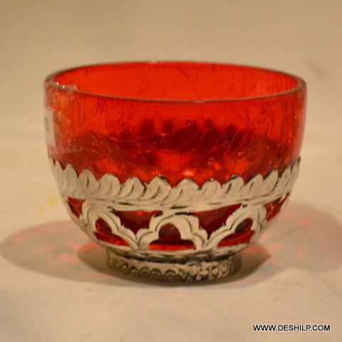 Red Glass Small T Light Candle Holder