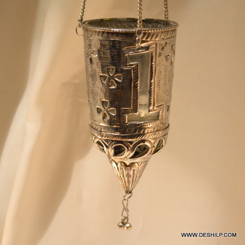 Full Metal With Glass T Light Candle Hanging
