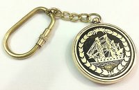 Golden Nautical Perpetual Calendar Brass Keychain