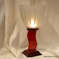 FROSTED GLASS PILLAR CANDLE HOLDER