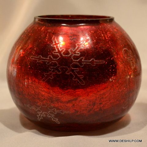 RED GLASS BIG CANDLE HOLDER