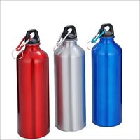 Stainless Steel Water Bottle - 600ml Capacity, 26cm X 7cm Dimensions, Red Color, Screw Cap Closure, Carabiner Clip Handle