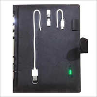 Diary Power Bank - Leather, 15 X 21 X 2 Cm, Black | 5000 Mah Capacity, Data Cable Included, Elegant Design