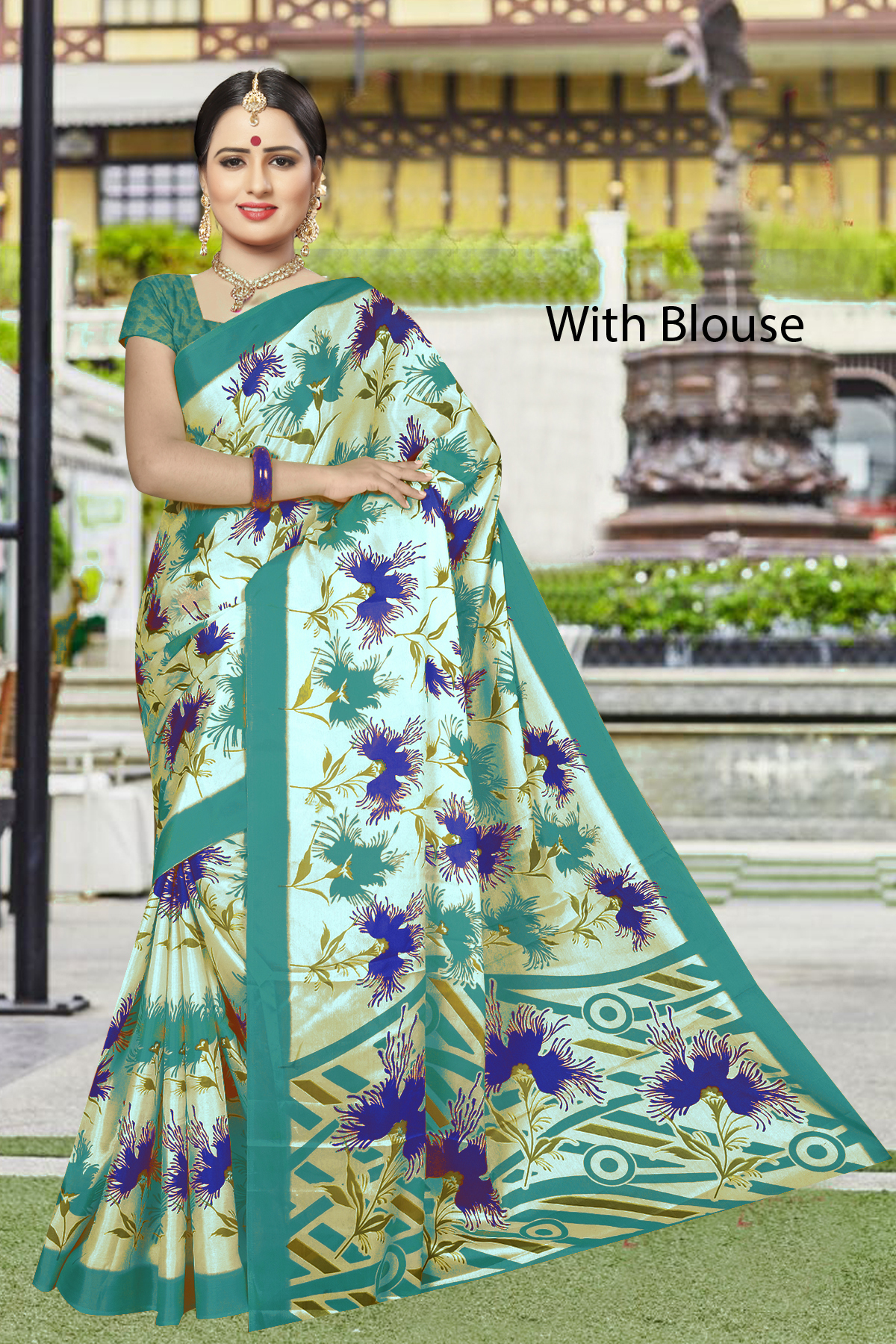 WOMEN'S PRINTED SILK SAREE
