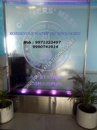 Glass Water Curtain - Glass & Stainless Steel, Customizable Dimensions | High-performance Water Pump, Led Lighting, Adjustable Water Flow, Easy Installation, Low Maintenance
