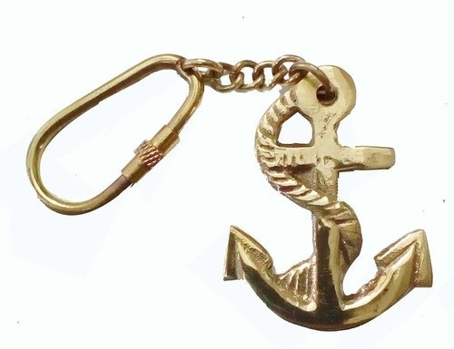 Antique Brown Brass Anchor Key Chain