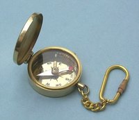 Metal Medium Polished Brass Pocket Compass Key Chain