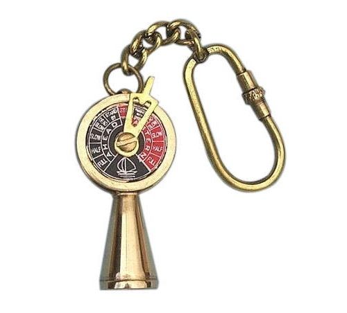 Medium Polished Brass Pocket Compass Key Chain