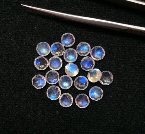 5mm Natural Rainbow Moonstone Faceted Round Gemstone