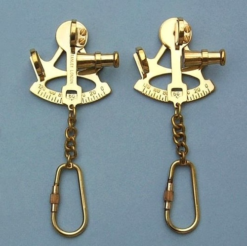 Solid Brass Sextant Key Chains