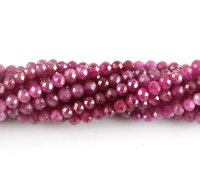 Ruby Shaded Round Micro Faceted Beads - 13 Inch Long String, 3.40 To 3.60 Mm Approx, Pink Color, High-quality Semi-precious Material