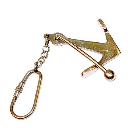 Nautical Brass Anchor Keychain Nautical Key Ring
