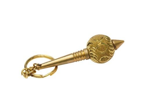 Golden Metal Hanuman Gada Big Key Chain & Key Ring