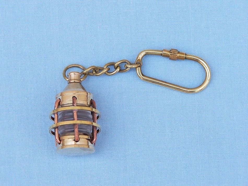 Solid Brass Anchor Clear Lantern Key Chain 5 Inch