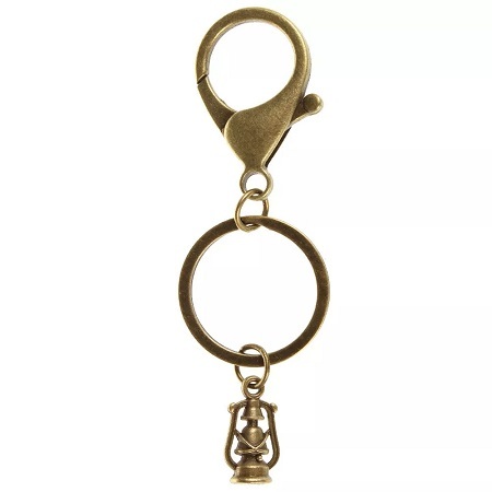 Metal Alloy Keychain Oil Lamp Bronze Key Hanger