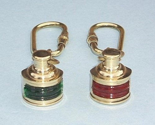 Red & Green Brass Navigation Light Key Chains