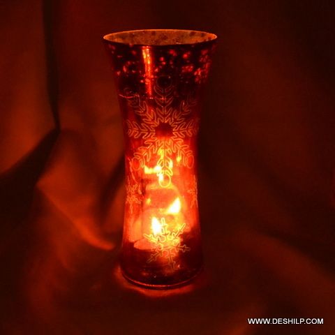 Antique Imitation Red Glass Big Candle Holder