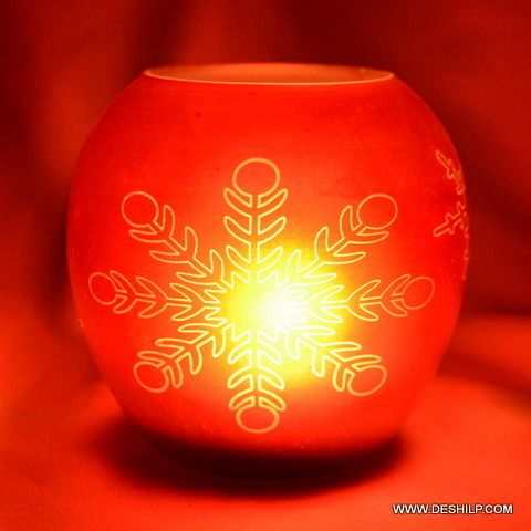 Red Glass Big Bowl Shape Candle Holder