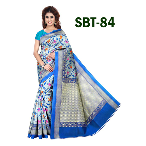 Multicolor Women'S Printed Silk Saree