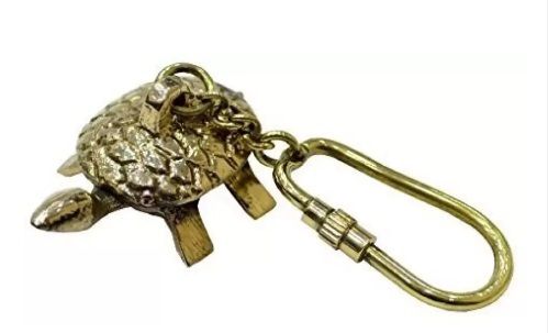 Nautical Tortoise Charm Brass Keychain Keyring