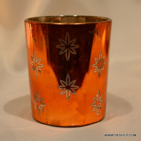 Orange T Light Candle Holder