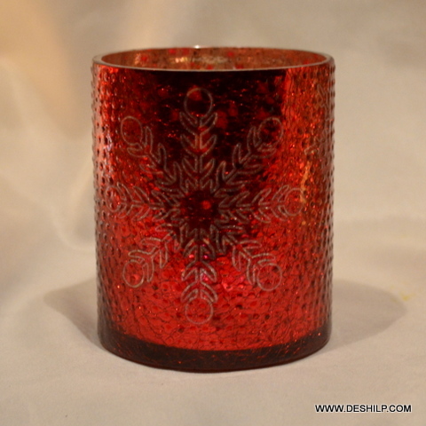 Antique Style Glass Red Color Votive