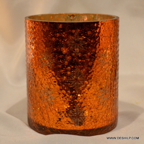 Orange Color Glass T Light Candle