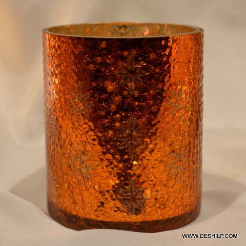 Orange Color Glass T Light Candle