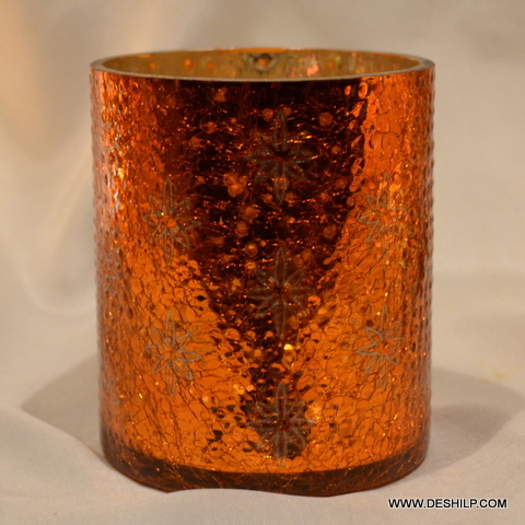 Orange Color Metal Glass T Light Candle