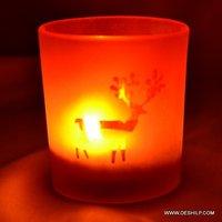 Orange Color Glass T Light Candle