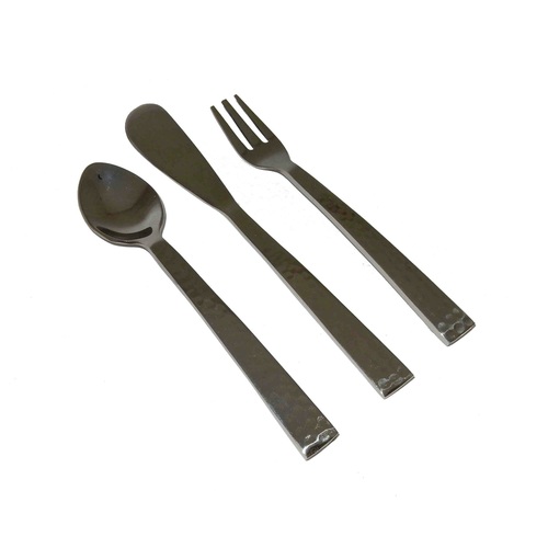 Hammered Sheet Flatware Fruit Set - Stainless Steel, Standard Size , Natural Steel Color, Glossy Polished Finish, Unique Modern Design
