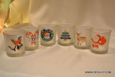 Frosted Glass Printed Candle Holder