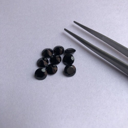 4Mm Natural Black Onyx Gemstone Faceted Round Stone Grade: Aaa