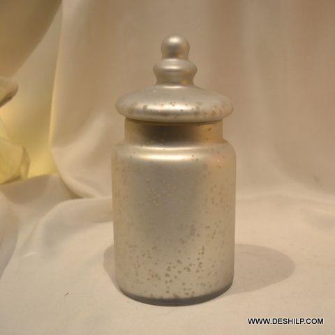 Antique Glass Silver Jar With Lid