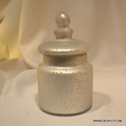 Small Antique Silver Glass Jar